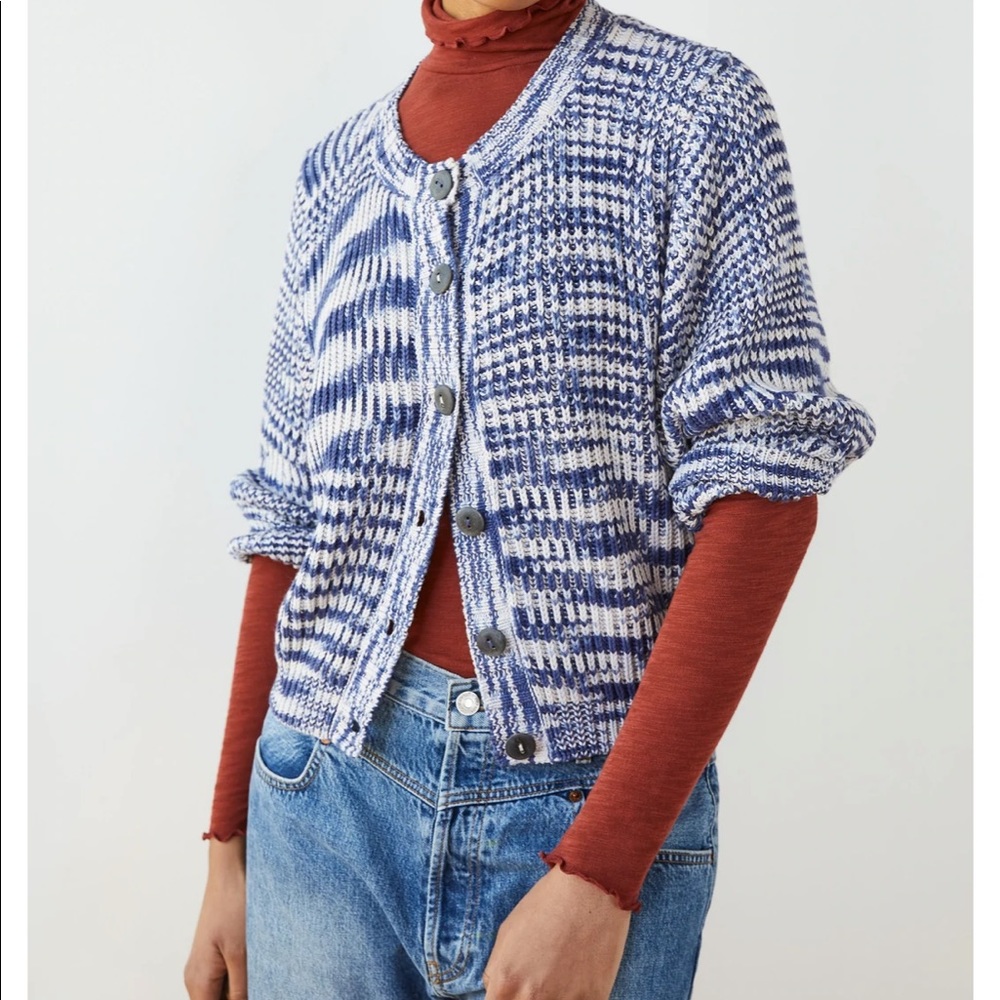 Mini Fisherman Cardigan- Blue Space Dye